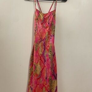 MAGIA USA Vibrant Pink and Gold Women's Dress small
